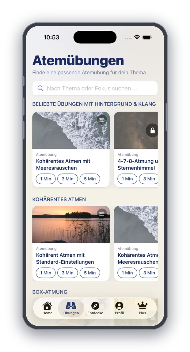 8Breath auf dem iPhone: Übungen