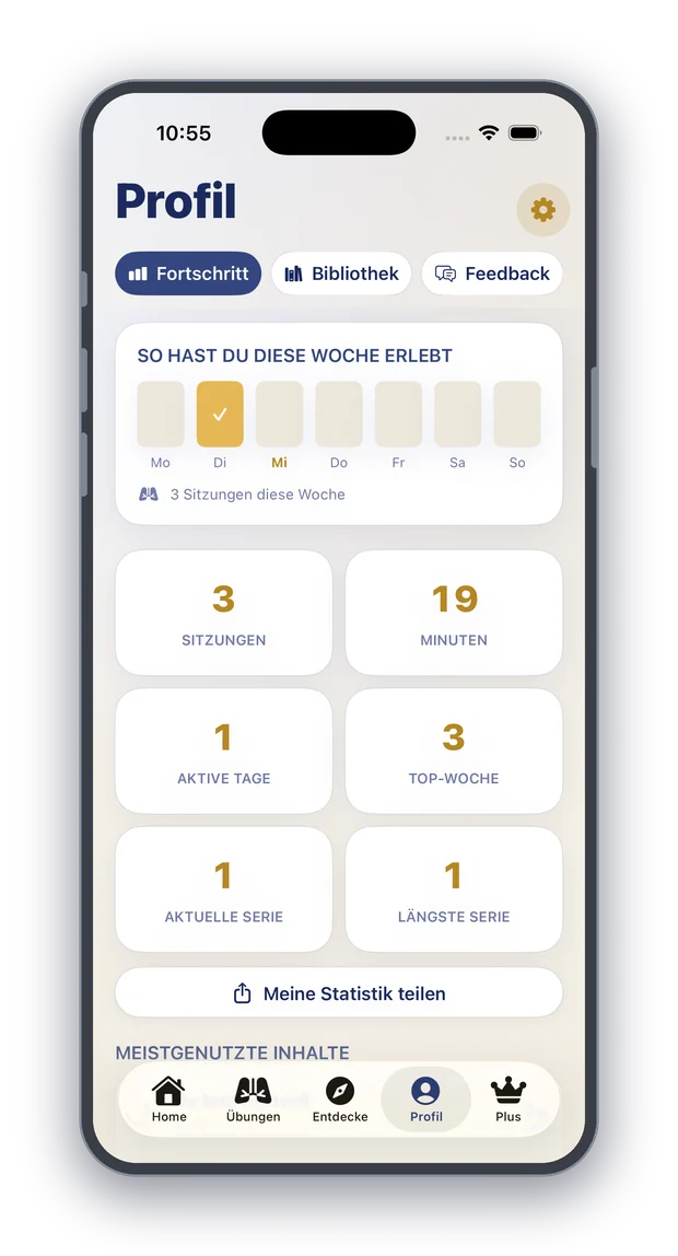 8Breath auf dem iPhone: Profil