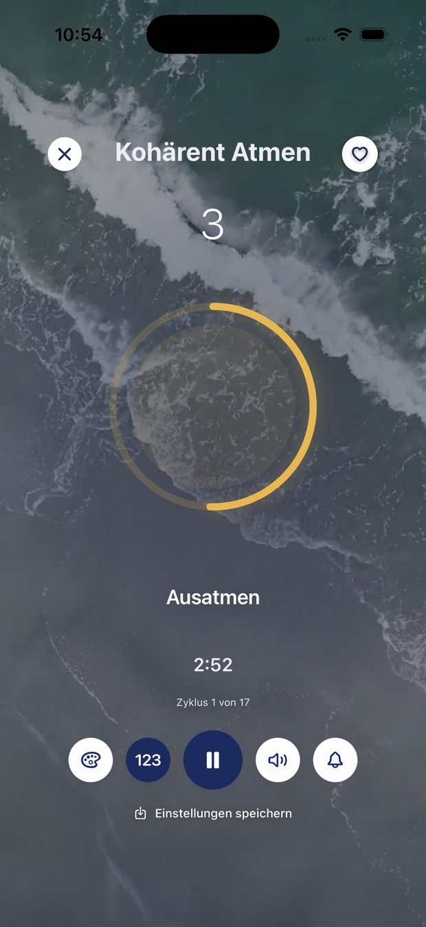 8Breath auf dem iPhone: Session