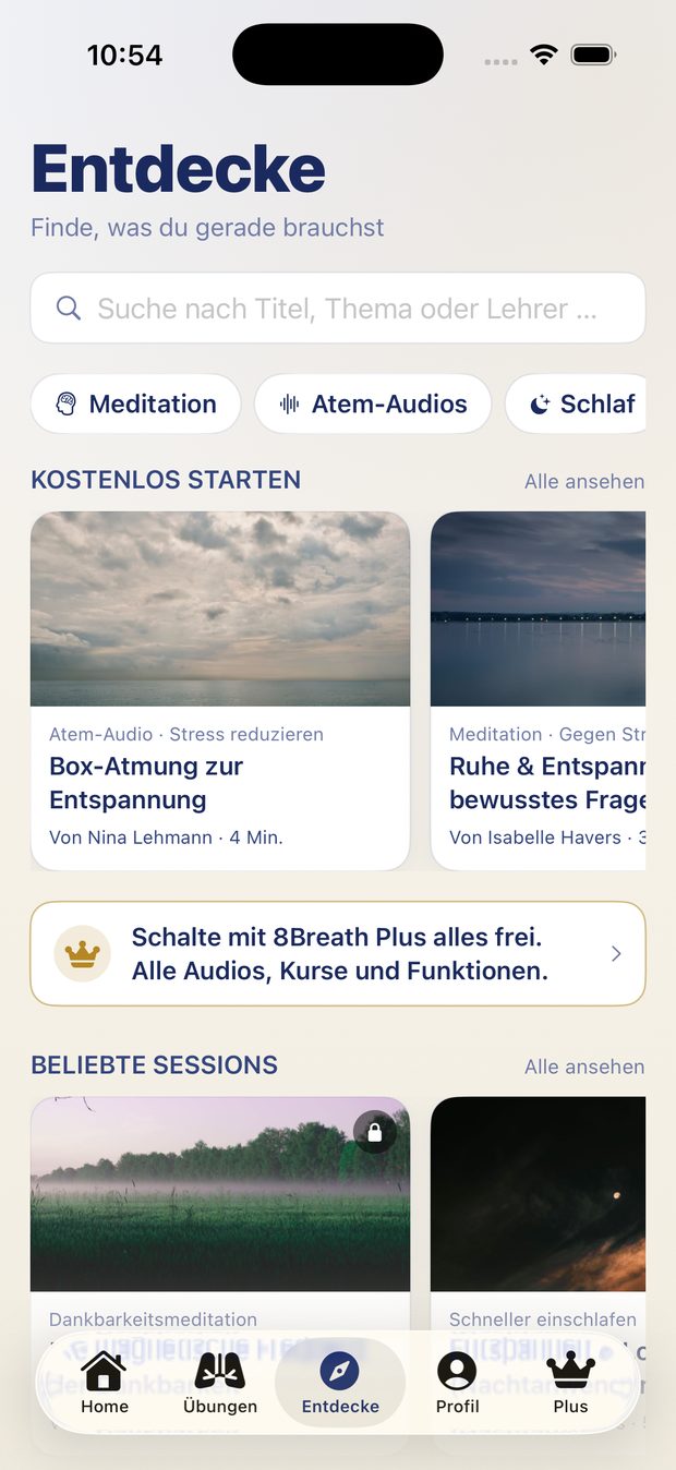 8Breath auf dem iPhone: Entdecke