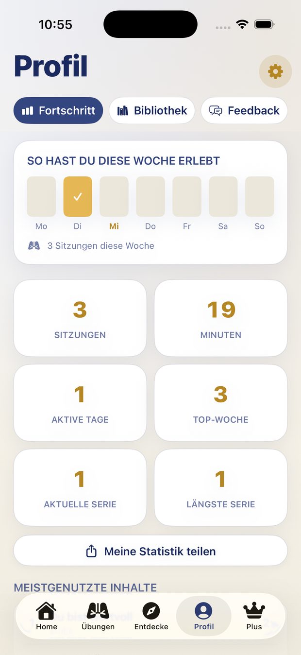 8Breath auf dem iPhone: Profil