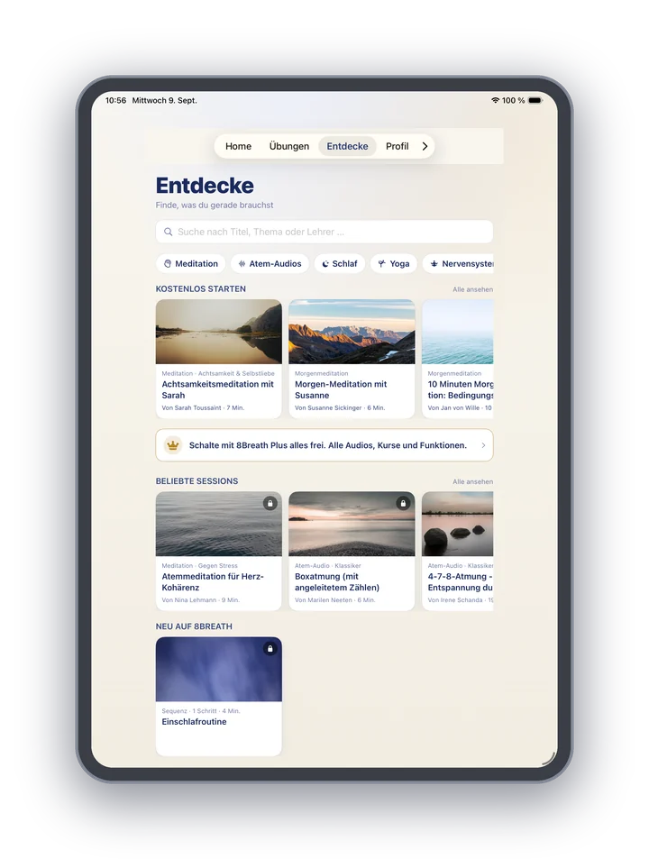 8Breath auf dem iPad: Entdecke